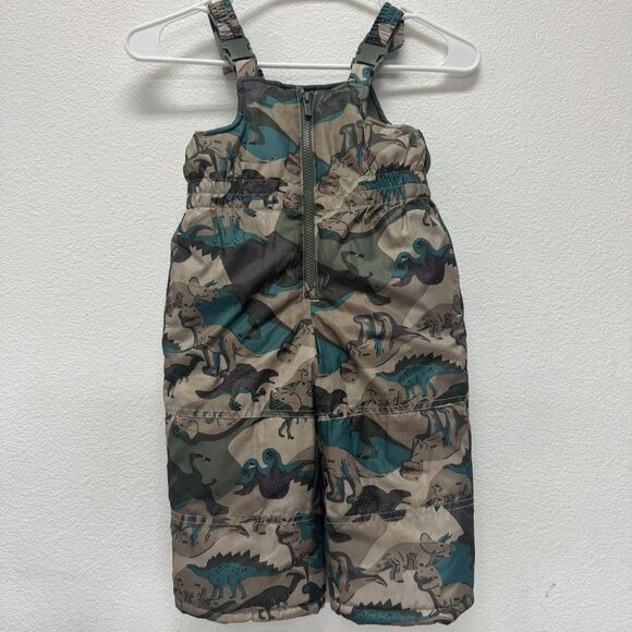 Carter’s Dinosaur Snow Ski Bib Overalls Size 18mo Snowsuit Camo - Picture 1 of 5